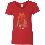 T-Shirts Red / S Little Foxy Watercolor Women's V-Neck T-Shirt