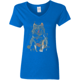 T-Shirts Royal / S Little Foxy Watercolor Women's V-Neck T-Shirt