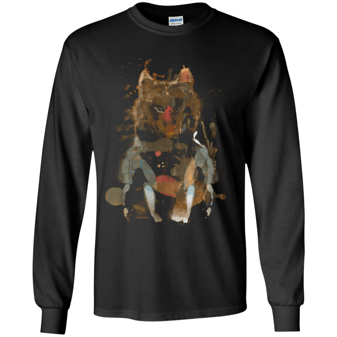 T-Shirts Black / YS Little Foxy Watercolor Youth Long Sleeve T-Shirt