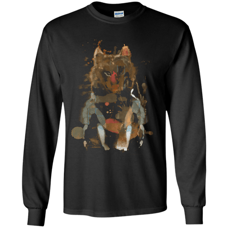T-Shirts Black / YS Little Foxy Watercolor Youth Long Sleeve T-Shirt