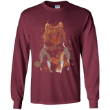 T-Shirts Maroon / YS Little Foxy Watercolor Youth Long Sleeve T-Shirt