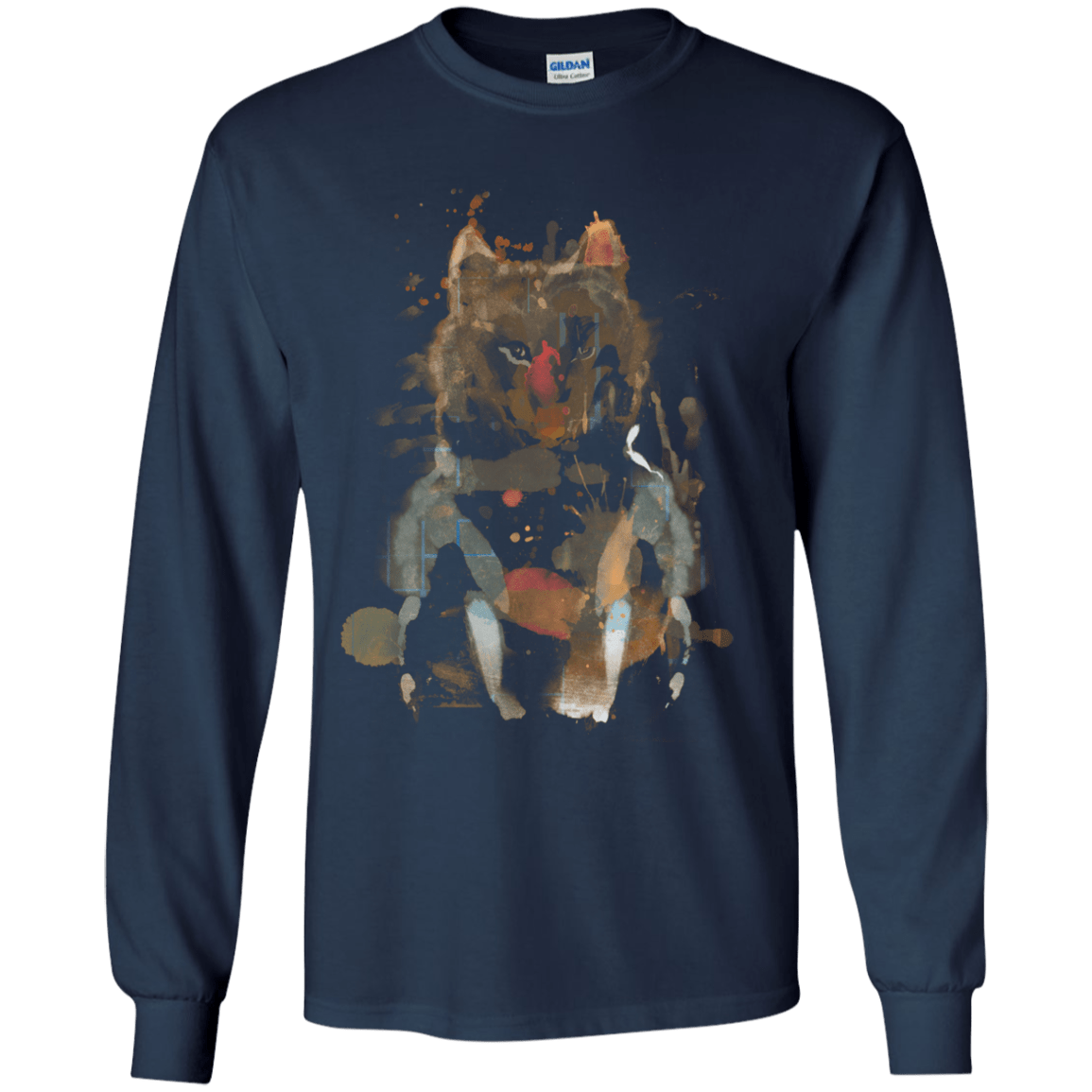 T-Shirts Navy / YS Little Foxy Watercolor Youth Long Sleeve T-Shirt