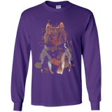 T-Shirts Purple / YS Little Foxy Watercolor Youth Long Sleeve T-Shirt
