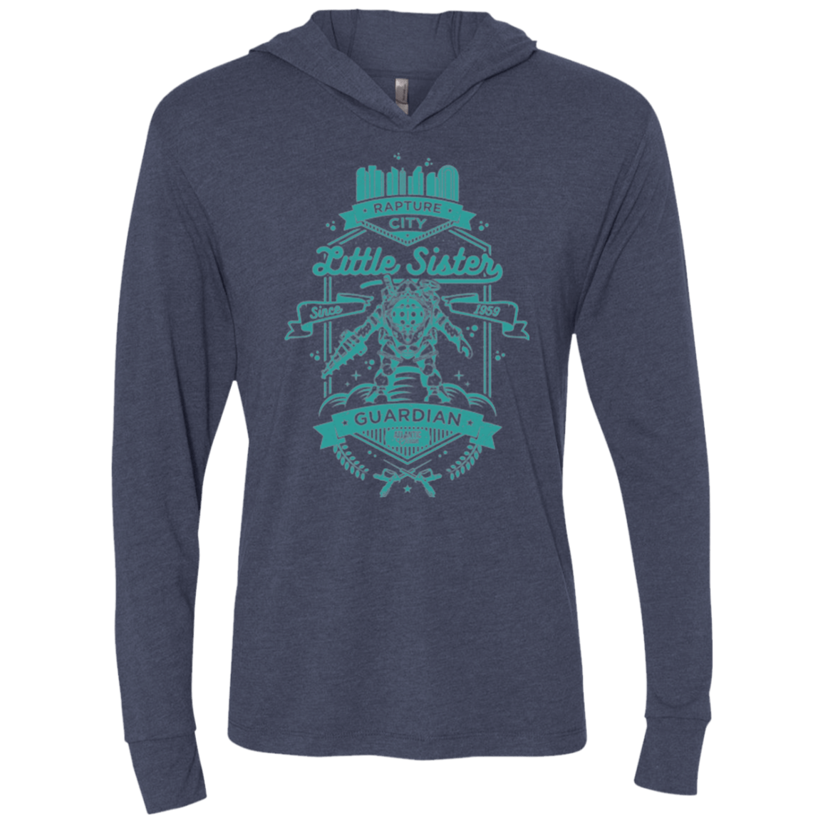 T-Shirts Vintage Navy / X-Small Little Sister Protector Triblend Long Sleeve Hoodie Tee