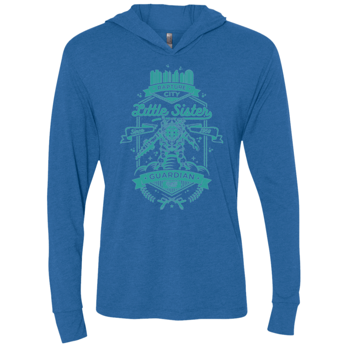 T-Shirts Vintage Royal / X-Small Little Sister Protector Triblend Long Sleeve Hoodie Tee