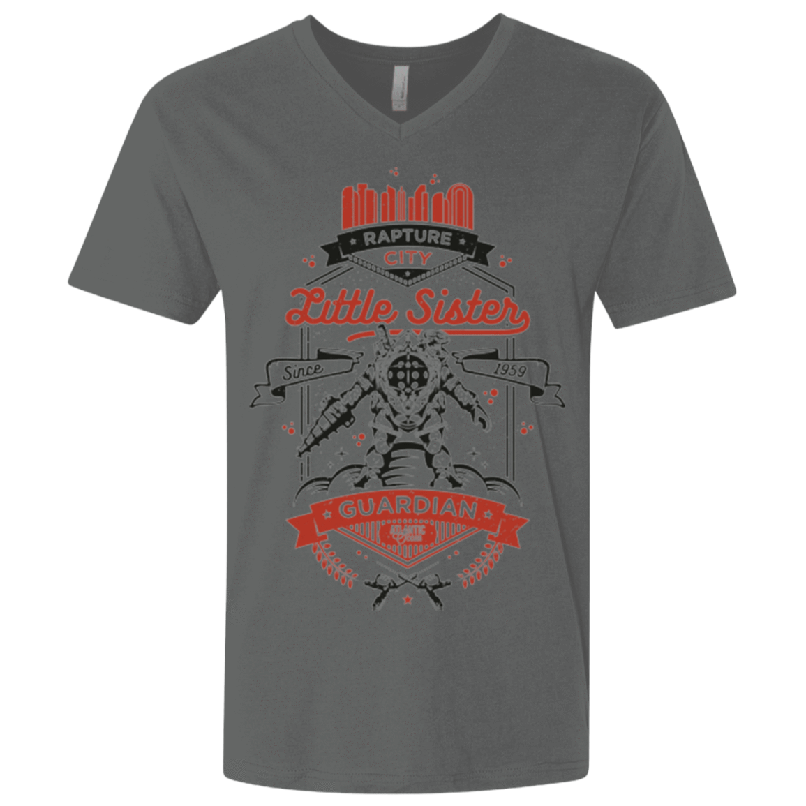 T-Shirts Heavy Metal / X-Small Little Sister Protector V2 Men's Premium V-Neck