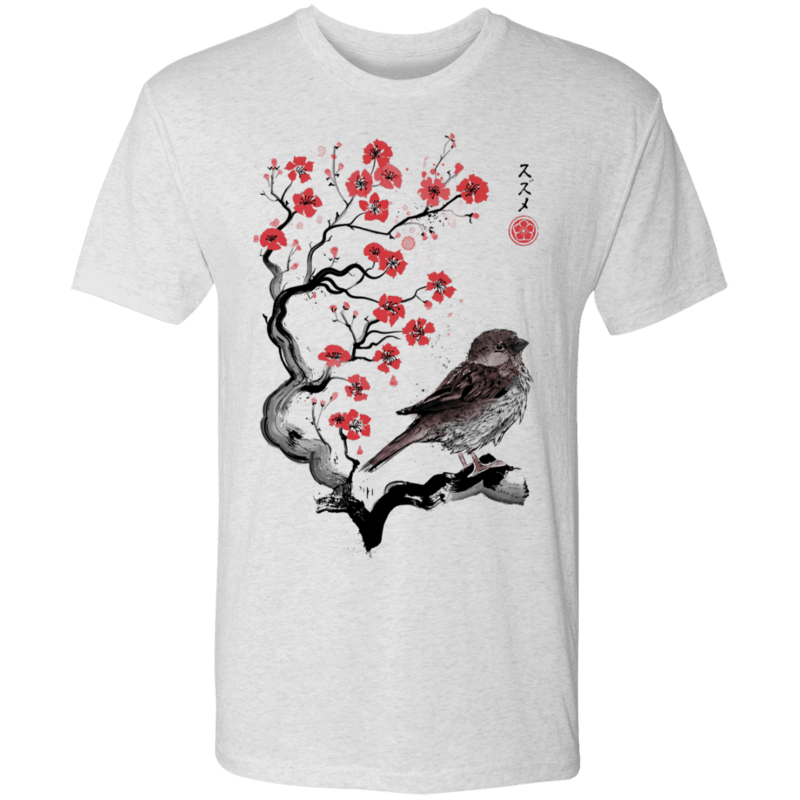 T-Shirts Heather White / S Little Sparrow sumi-e Men's Triblend T-Shirt
