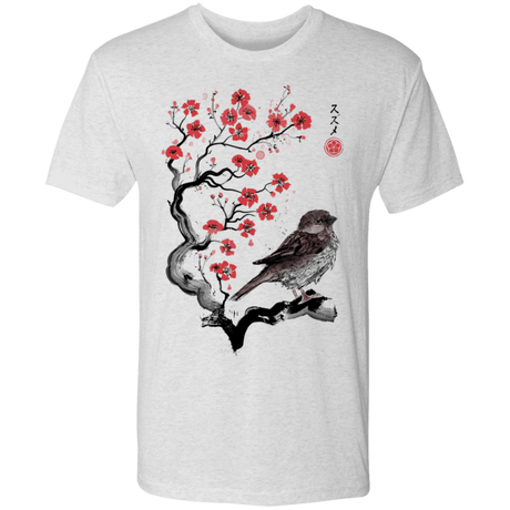 T-Shirts Heather White / S Little Sparrow sumi-e Men's Triblend T-Shirt
