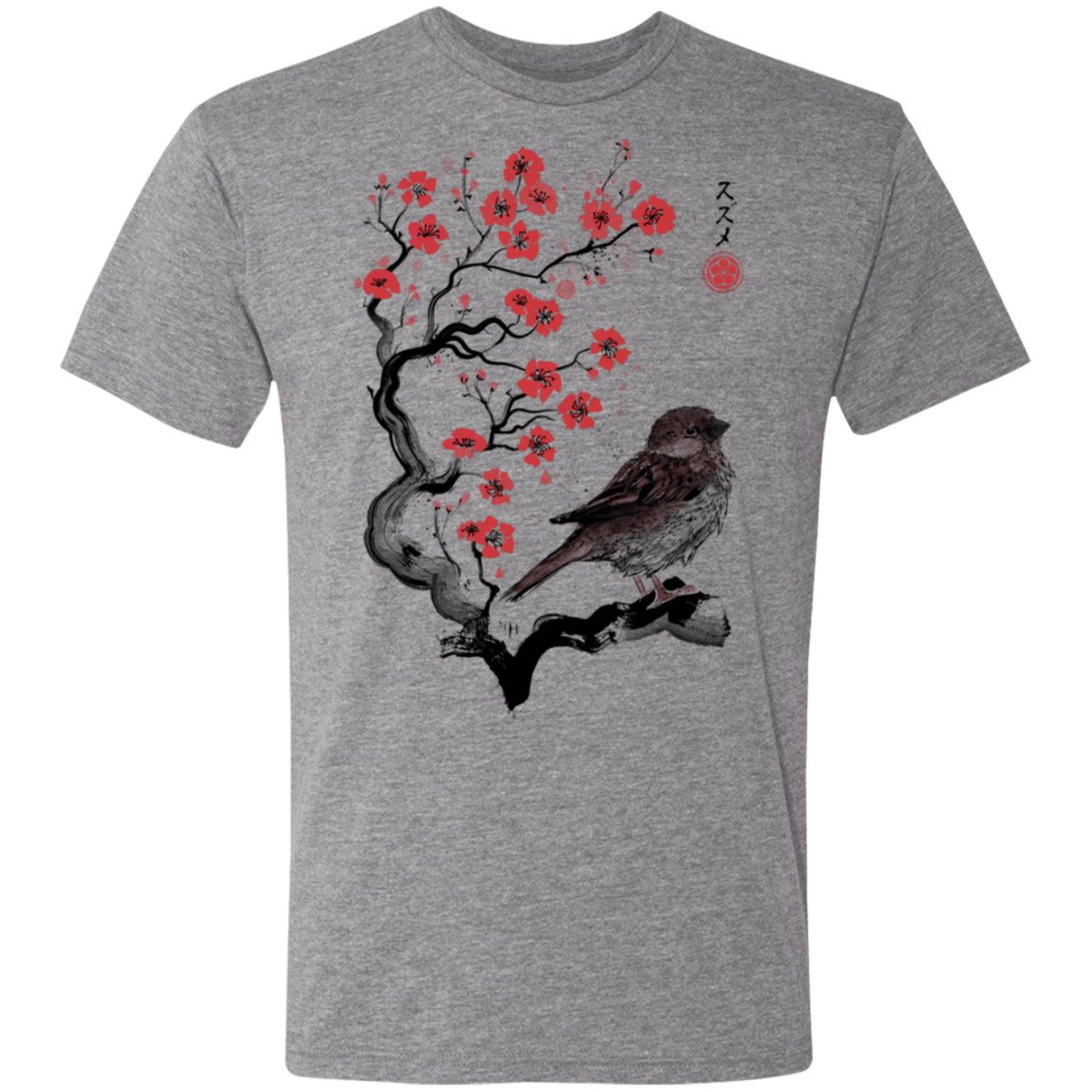 T-Shirts Premium Heather / S Little Sparrow sumi-e Men's Triblend T-Shirt