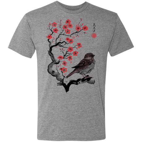 T-Shirts Premium Heather / S Little Sparrow sumi-e Men's Triblend T-Shirt