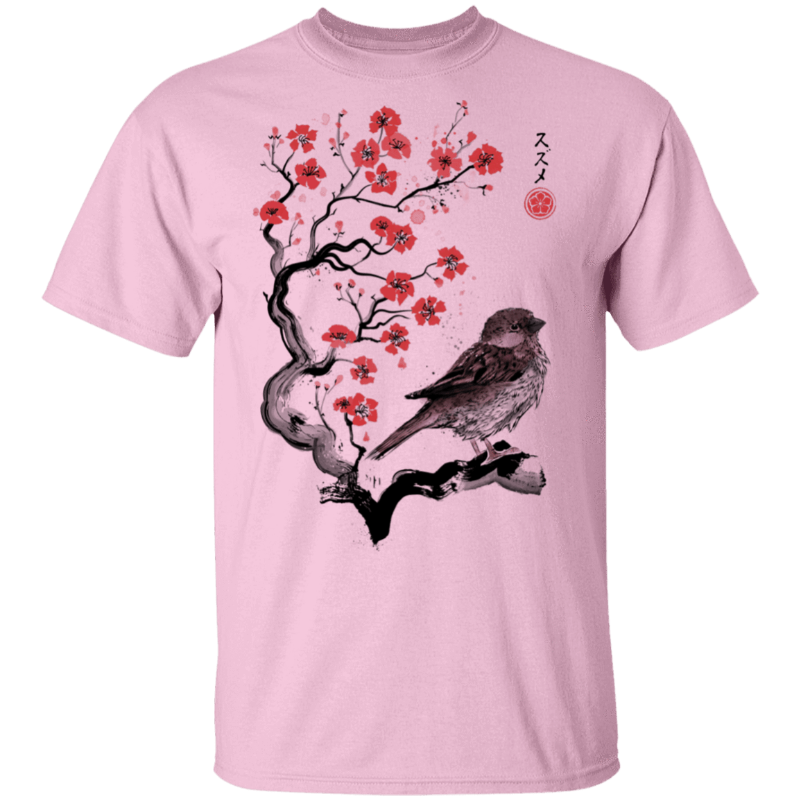T-Shirts Light Pink / S Little Sparrow sumi-e T-Shirt