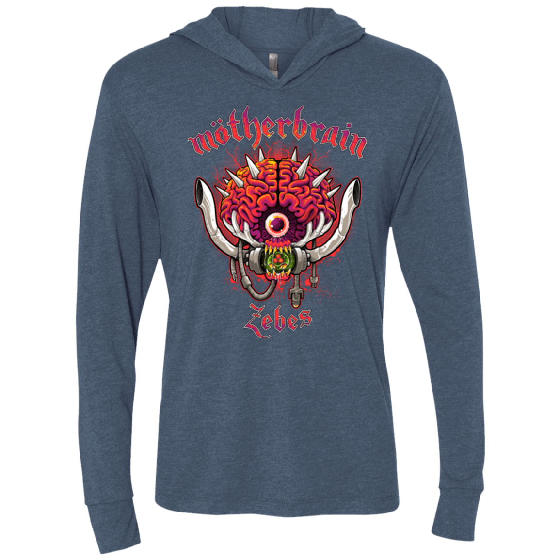 T-Shirts Indigo / X-Small Live From Zebes Triblend Long Sleeve Hoodie Tee