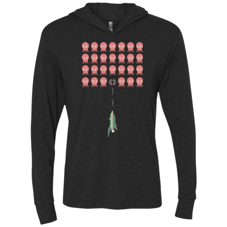 T-Shirts Vintage Black / X-Small Lobster invaders Triblend Long Sleeve Hoodie Tee