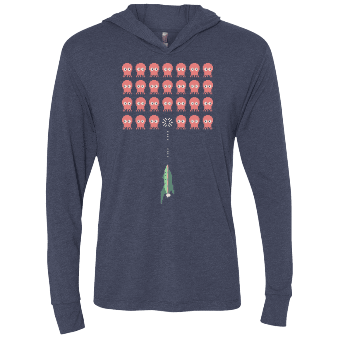 T-Shirts Vintage Navy / X-Small Lobster invaders Triblend Long Sleeve Hoodie Tee