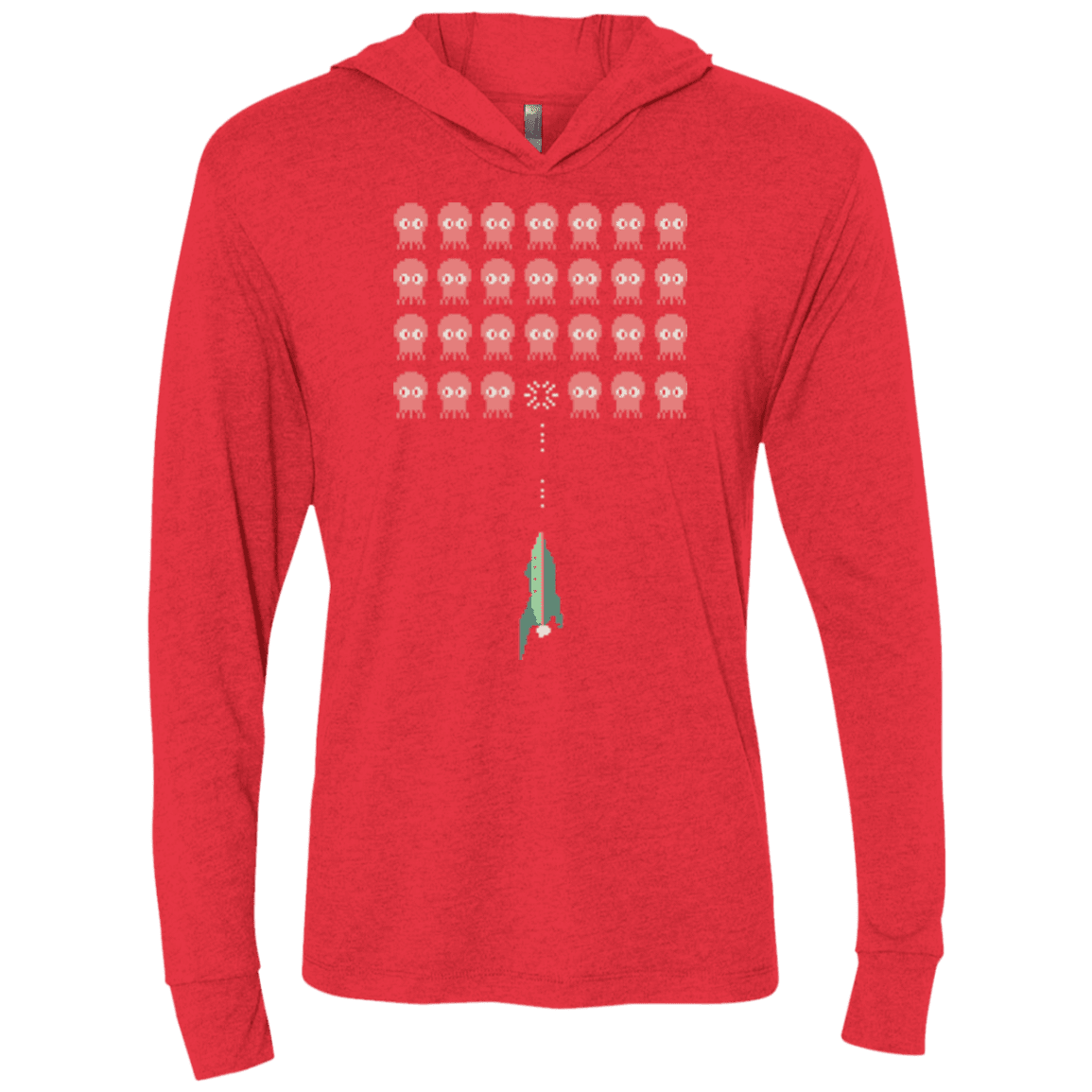 T-Shirts Vintage Red / X-Small Lobster invaders Triblend Long Sleeve Hoodie Tee