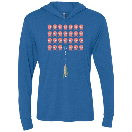 T-Shirts Vintage Royal / X-Small Lobster invaders Triblend Long Sleeve Hoodie Tee