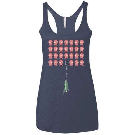 T-Shirts Vintage Navy / X-Small Lobster invaders Women's Triblend Racerback Tank