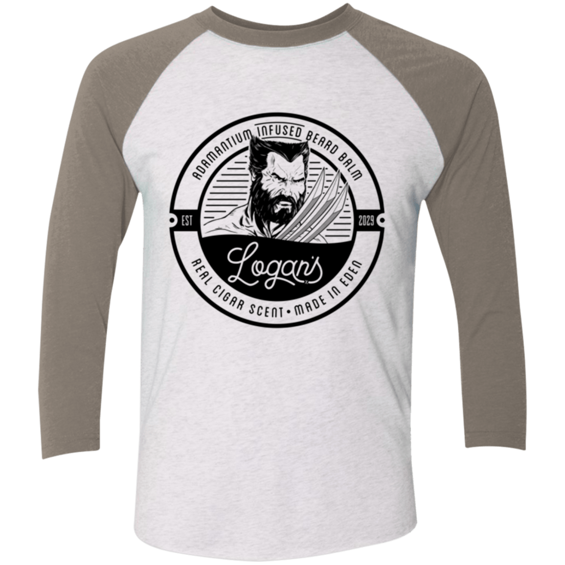 T-Shirts Heather White/Vintage Grey / X-Small Logans Beard Balm Men's Triblend 3/4 Sleeve