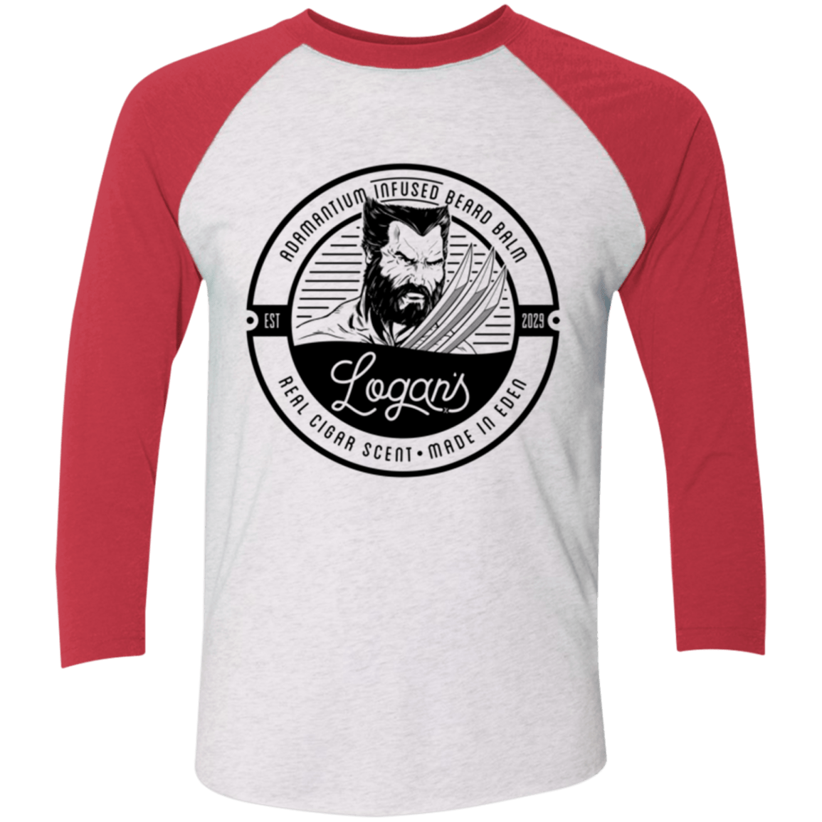 T-Shirts Heather White/Vintage Red / X-Small Logans Beard Balm Men's Triblend 3/4 Sleeve