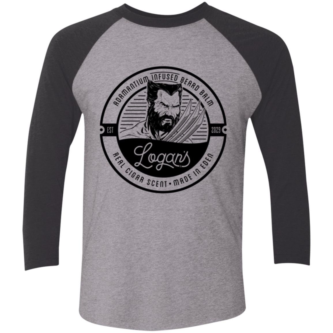 T-Shirts Premium Heather/ Vintage Black / X-Small Logans Beard Balm Men's Triblend 3/4 Sleeve