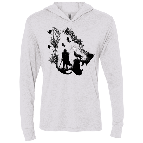T-Shirts Heather White / X-Small Lone wolf Triblend Long Sleeve Hoodie Tee