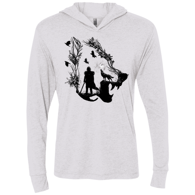 T-Shirts Heather White / X-Small Lone wolf Triblend Long Sleeve Hoodie Tee
