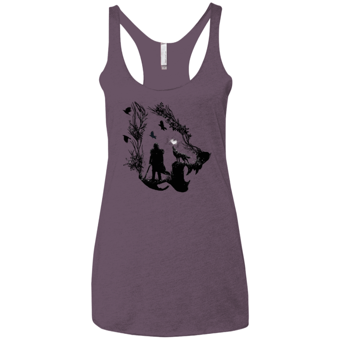 T-Shirts Vintage Purple / X-Small Lone wolf Women's Triblend Racerback Tank