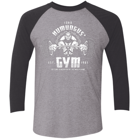 T-Shirts Premium Heather/ Vintage Black / X-Small Lord Humungus' Gym Men's Triblend 3/4 Sleeve