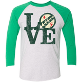 T-Shirts Heather White/Envy / X-Small LOVE Boba Men's Triblend 3/4 Sleeve
