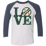 T-Shirts Heather White/Indigo / X-Small LOVE Boba Men's Triblend 3/4 Sleeve