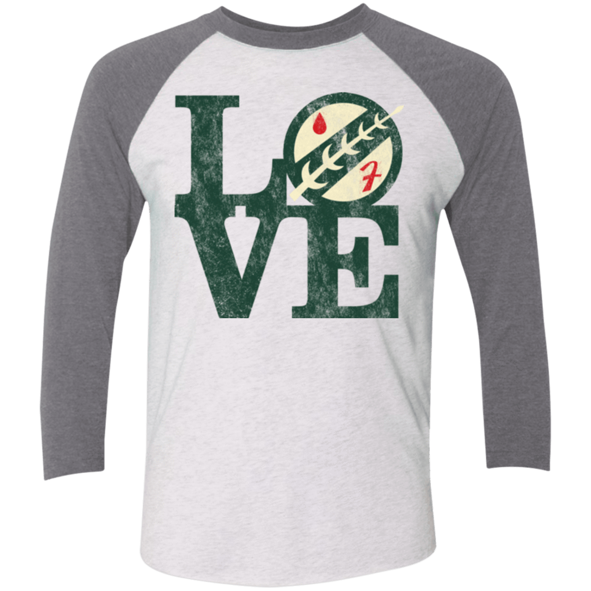 T-Shirts Heather White/Premium Heather / X-Small LOVE Boba Men's Triblend 3/4 Sleeve