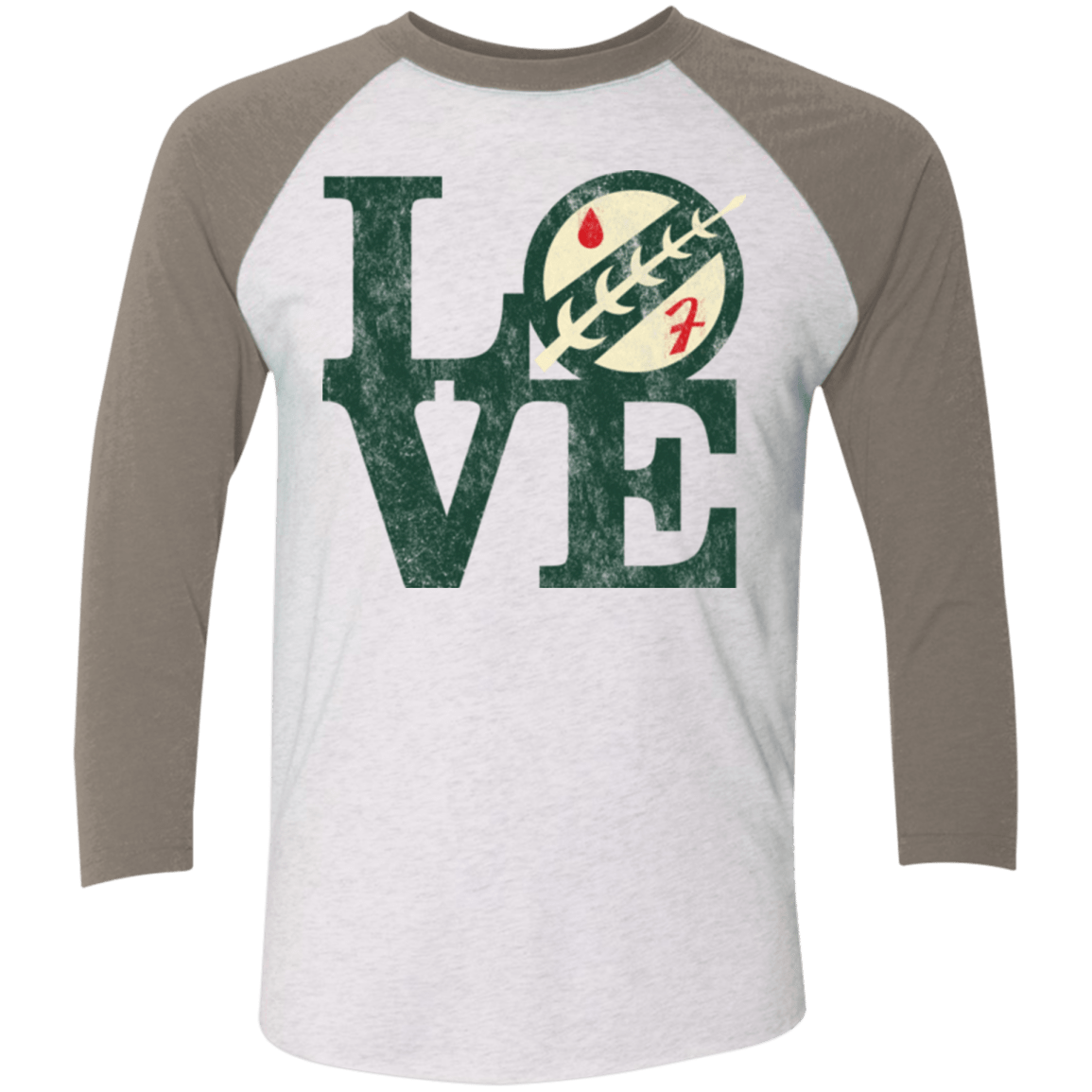 T-Shirts Heather White/Vintage Grey / X-Small LOVE Boba Men's Triblend 3/4 Sleeve