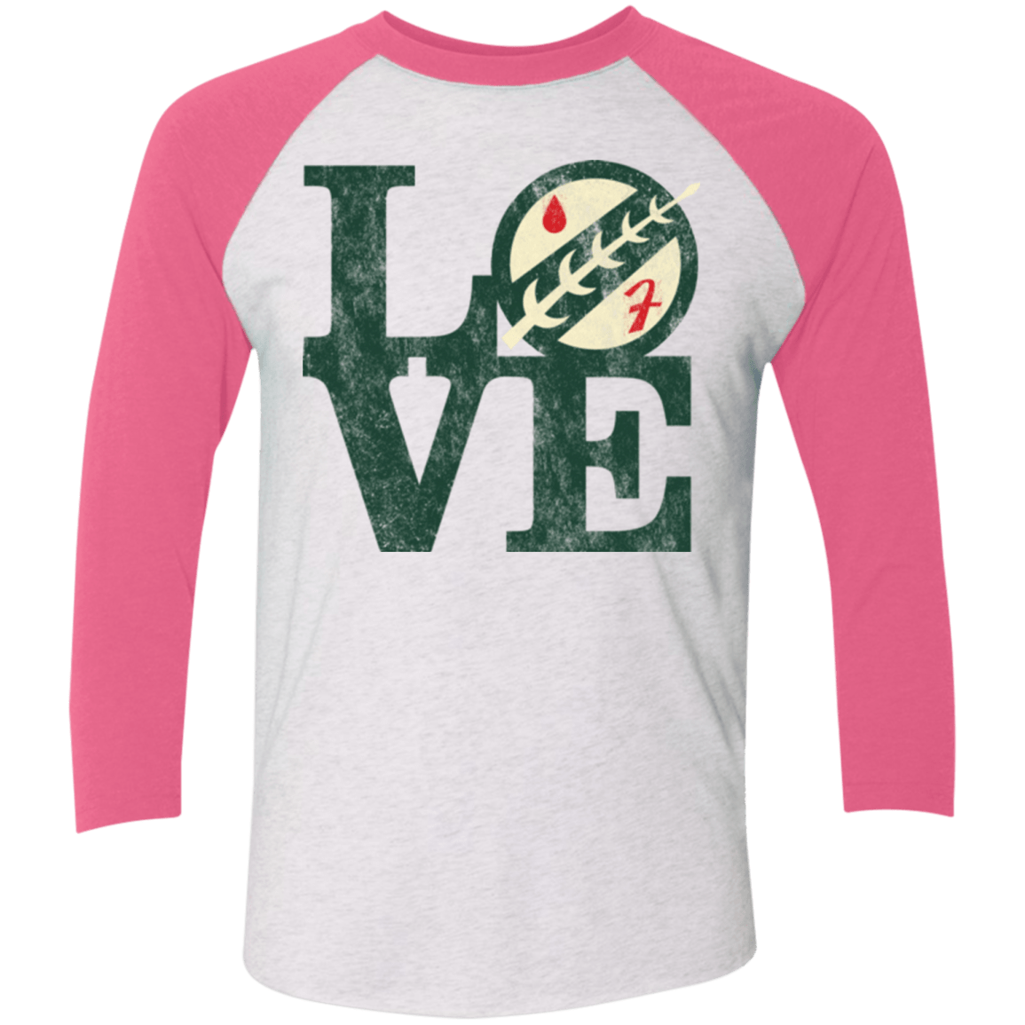 T-Shirts Heather White/Vintage Pink / X-Small LOVE Boba Men's Triblend 3/4 Sleeve