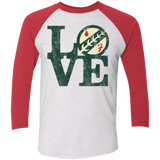 T-Shirts Heather White/Vintage Red / X-Small LOVE Boba Men's Triblend 3/4 Sleeve