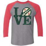 T-Shirts Premium Heather/ Vintage Red / X-Small LOVE Boba Men's Triblend 3/4 Sleeve