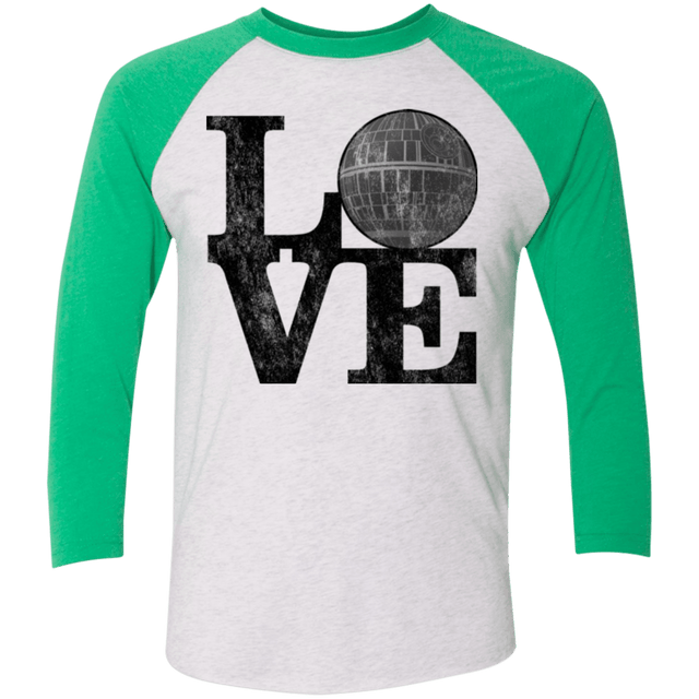 T-Shirts Heather White/Envy / X-Small LOVE Deathstar 1 Men's Triblend 3/4 Sleeve