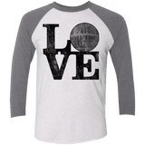 T-Shirts Heather White/Premium Heather / X-Small LOVE Deathstar 1 Men's Triblend 3/4 Sleeve