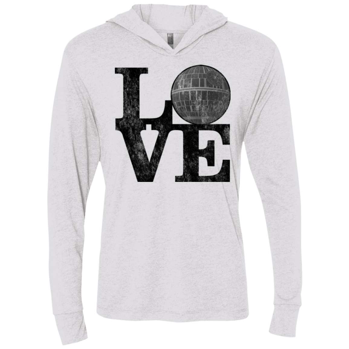 T-Shirts Heather White / X-Small LOVE Deathstar 1 Triblend Long Sleeve Hoodie Tee