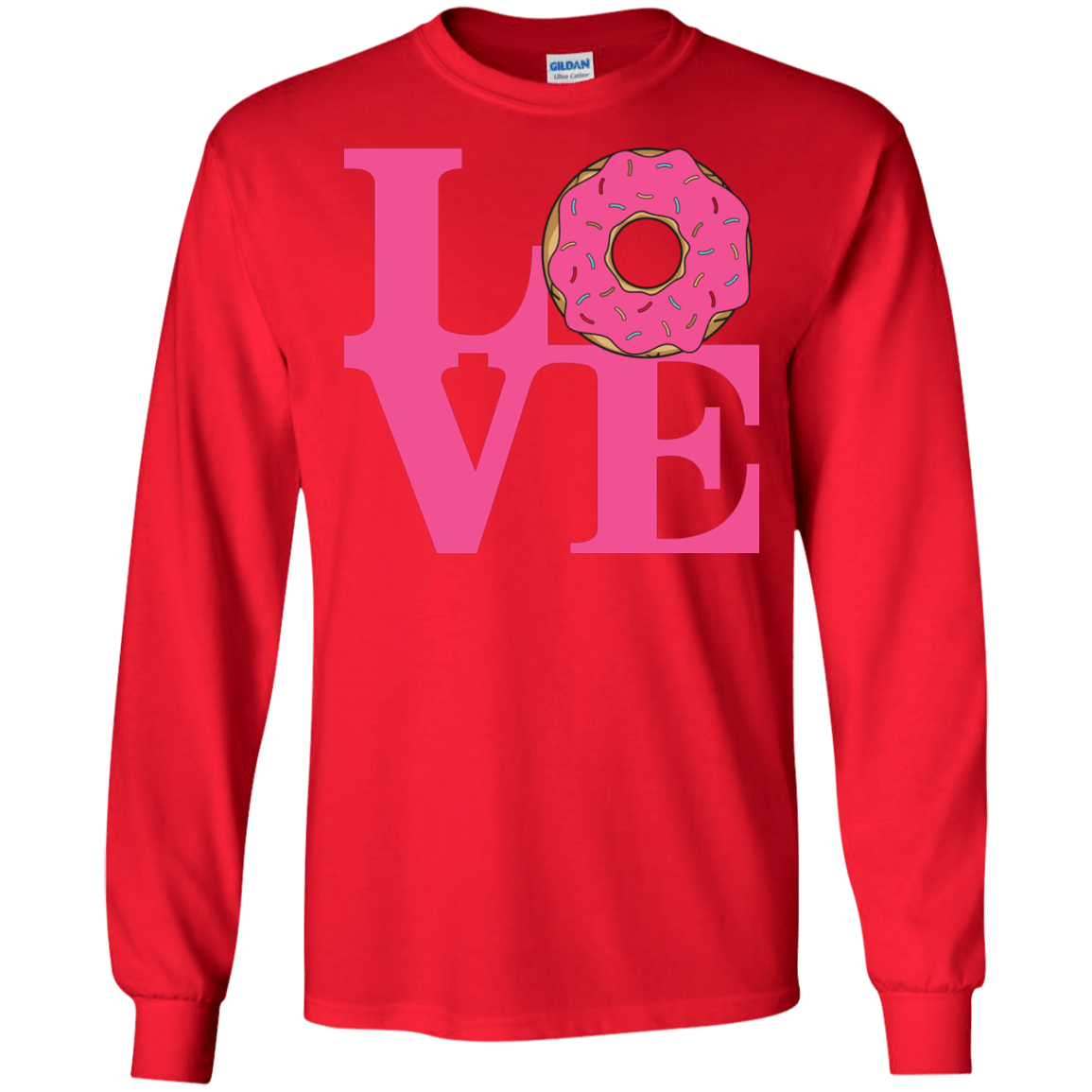 T-Shirts Red / S Love Donut Men's Long Sleeve T-Shirt