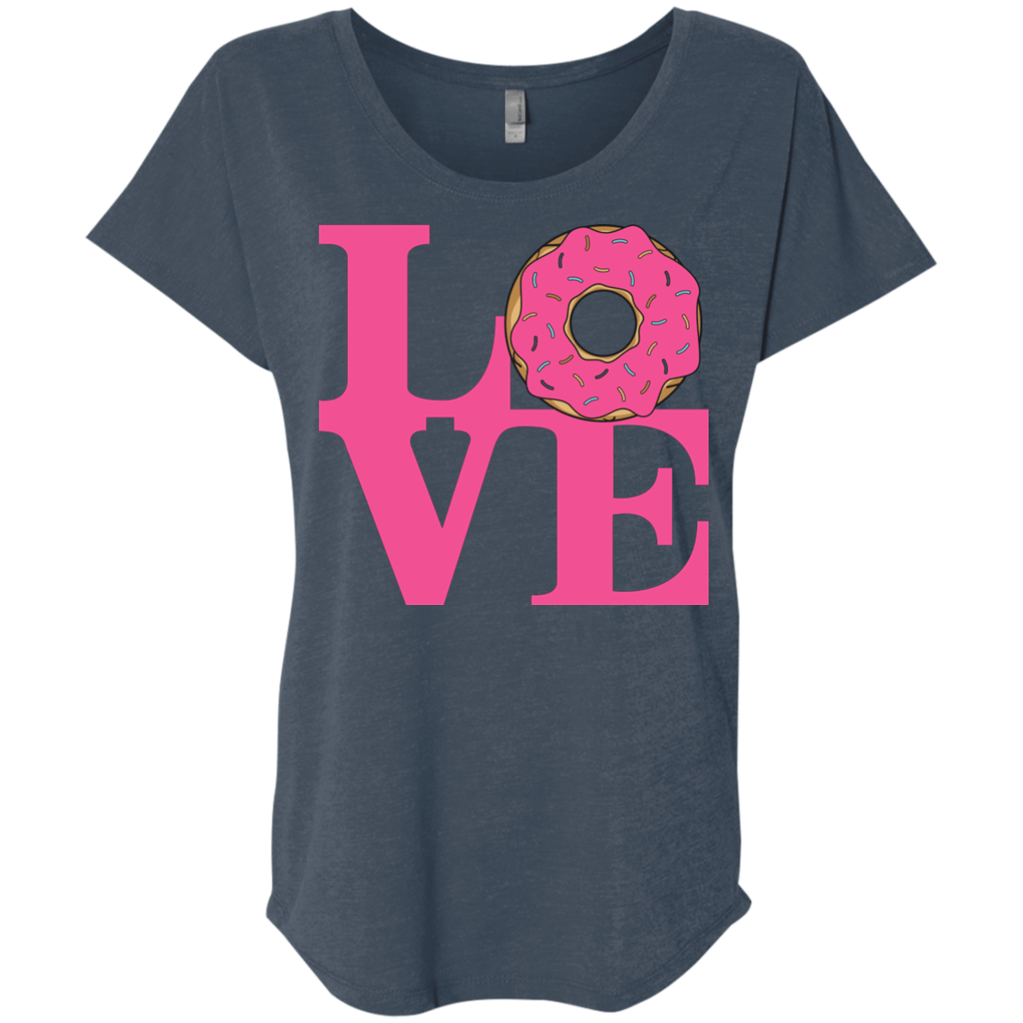 T-Shirts Indigo / X-Small Love Donut Triblend Dolman Sleeve