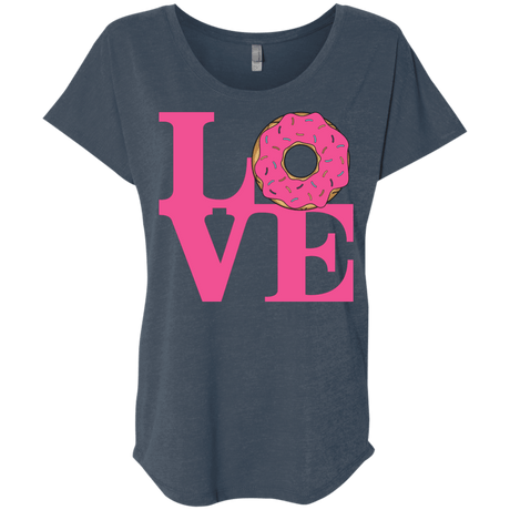 T-Shirts Indigo / X-Small Love Donut Triblend Dolman Sleeve