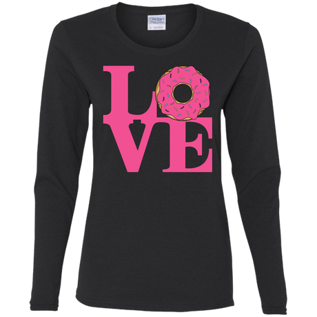 T-Shirts Black / S Love Donut Women's Long Sleeve T-Shirt