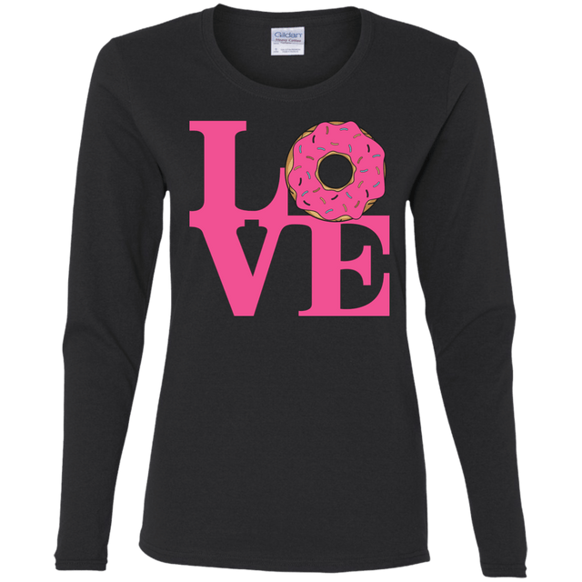 T-Shirts Black / S Love Donut Women's Long Sleeve T-Shirt