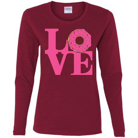 T-Shirts Cardinal / S Love Donut Women's Long Sleeve T-Shirt