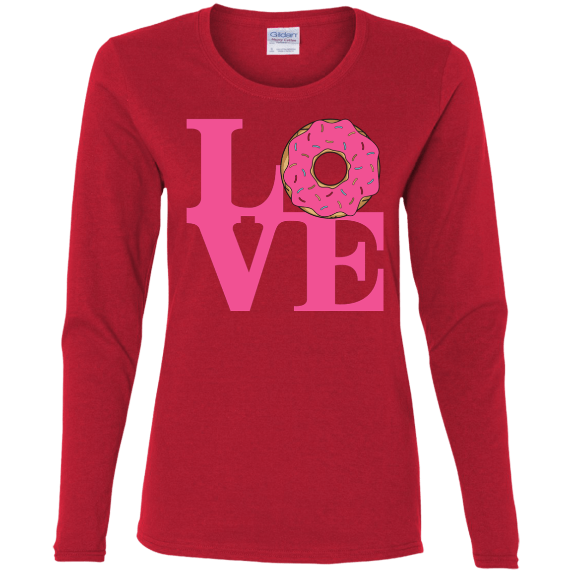 T-Shirts Red / S Love Donut Women's Long Sleeve T-Shirt