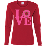 T-Shirts Red / S Love Donut Women's Long Sleeve T-Shirt