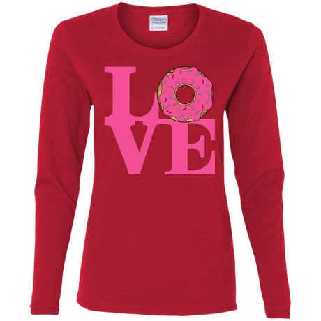 T-Shirts Red / S Love Donut Women's Long Sleeve T-Shirt