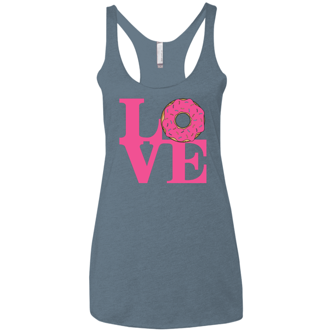 T-Shirts Indigo / X-Small Love Donut Women's Triblend Racerback Tank