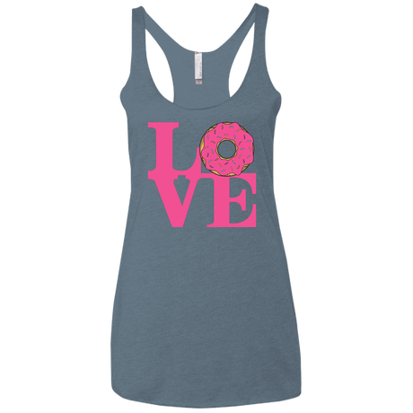 T-Shirts Indigo / X-Small Love Donut Women's Triblend Racerback Tank