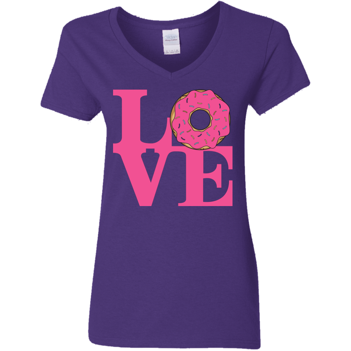 T-Shirts Purple / S Love Donut Women's V-Neck T-Shirt